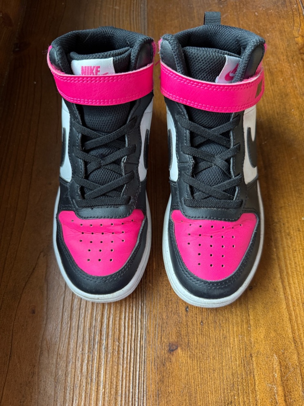 Nike Kids Mid-Top Sneakers - Black, White & Hot Pink